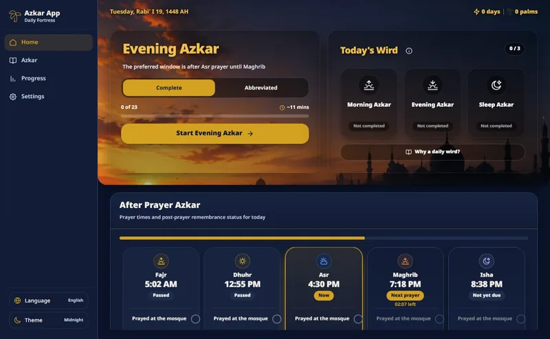 Wa-Zaker Daily Fortress interface preview